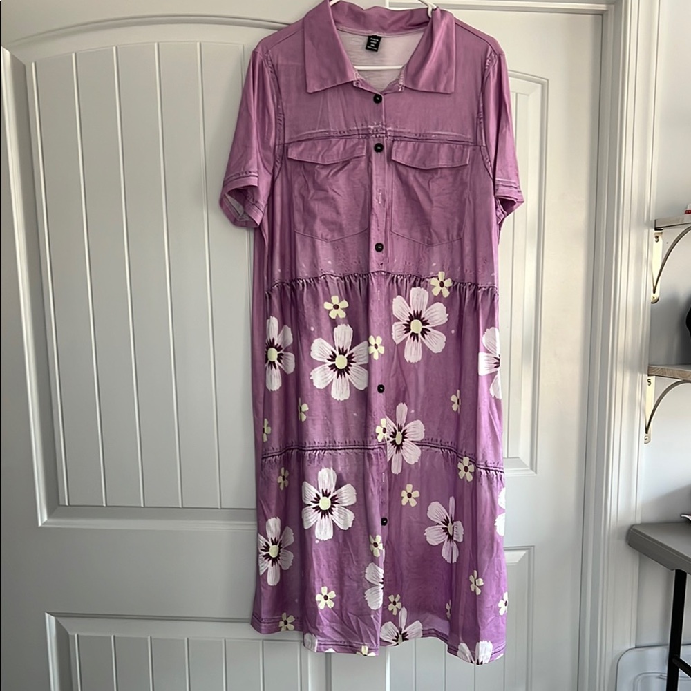 SHEIN Purple Polo Collar Sundress Midi